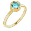 Blue Zircon in 14 Karat Yellow Gold 5.5 mm Round Blue Zircon Gemstone Ring
