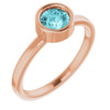 Blue Zircon in 14 Karat Rose Gold 5.5 mm Round Blue Zircon Gemstone Ring