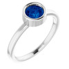 Lab Blue Sapphire Ring Rhodium Plated Sterling Silver 5.5 mm Round  Sapphire