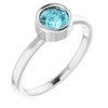 Blue Zircon in Rhodium Plated Sterling Silver 5.5 mm Round Blue Zircon Gemstone Ring