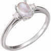 Platinum Rainbow Moonstone and .06 Carat Diamond Ring