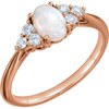 14 Karat Rose Gold Fire Opal and 0.20 Carat Diamond Ring