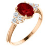 14 Karat Rose Gold Ruby Gem and 0.17 Carat Diamond Ring