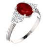 14 Karat White Gold Ruby Gem and 0.25 Carat Diamond Ring