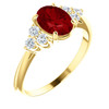 14 Karat Yellow Gold Ruby Gem and 0.25 Carat Diamond Ring