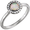 Platinum Fire Opal and .08 Carat Diamond Ring