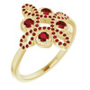 14 Karat Yellow Gold Mozambique Garnet and 00.17 Carat Diamond Clover Ring