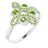 Peridot in 14 Karat White Gold Peridot and 00.17 Carat Diamond Clover Ring