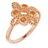 14 Karat Rose Gold Citrine and 00.17 Carat Diamond Clover Ring