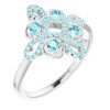 Blue Zircon in 14 Karat White Gold  Blue Zircon and 00.17 Carat Diamond Clover Ring