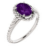 Genuine AAA Amethyst Rope Ring set in 14 Karat White Gold