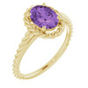 Genuine AAA Amethyst Rope Ring set in 14 Karat Yellow Gold