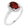 Sterling Silver Mozambique Garnet Rope Ring