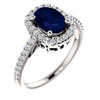 14 Karat White Gold  Blue Sapphire and 0.33 Carat Diamond Ring