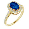 Lab Blue Sapphire set 14 Karat Yellow Gold Lab Created Sapphire and 0.33 Carat Diamond Ring