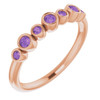 Genuine AAA Amethyst Bezel Set Ring set in 14 Karat Rose Gold