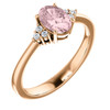 14 Karat Rose Gold Morganite and .06 Carat Diamond Ring