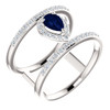14 Karat White Gold Blue Sapphire and 0.33 Carat Diamond Ring