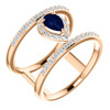 14 Karat Rose Gold  Blue Sapphire and 0.33 Carat Diamond Ring