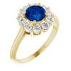 Lab Blue Sapphire Gem set it 14 Karat Yellow Gold Blue Sapphire and 0.50 Carat Diamond Ring