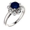 14 Karat White Gold Blue Sapphire and 0.12 Carat Diamond Ring