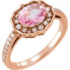 14 Karat Rose Gold Baby Pink Topaz & 0.33 Carat Diamond Ring