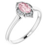 Pink Morganite Ring in Platinum Morganite and .03 Carat Diamond Ring