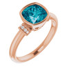 Blue Topaz in 14 Karat Rose Gold London  Blue Topaz and .04 Carat Diamond Ring