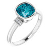 Blue Topaz in Platinum London  Blue Topaz and .04 Carat Diamond Ring