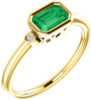 Best 14 Karat Yellow Gold  Emerald and .02 Carat Diamond Ring