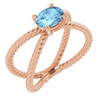 14 Karat Rose Gold Aquamarine Rope Ring