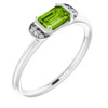 Peridot Gemstone Ring in Platinum Peridot and .02 Carat Diamond Stackable Ring