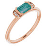 Lab Grown Alexandrite set in 14 Karat Rose Gold Lab Alexandrite and .02 Carat Diamond Ring