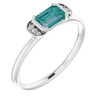 Lab Grown Alexandrite in Sterling Silver Lab Alexandrite and .02 Carat Diamond Ring