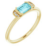 Blue Zircon in 14 Karat Yellow Gold  Blue Zircon and .02 Carat Diamond Stackable Ring