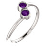 Genuine AAA Amethyst2 Stone Ring set in 14 Karat White Gold