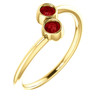 14 Karat Yellow Gold Ruby Gem 2 Stone Ring