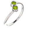 14 Karat White Gold Peridot 2 Stone Ring