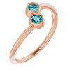 Blue Topaz in 14 Karat Rose Gold London  Blue Topaz 2 Stone Ring