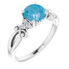 Blue Topaz in Platinum Swiss  Blue Topaz and .06 Carat Diamond Ring
