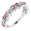 Pink Tourmaline in Platinum Pink Tourmaline and .02 Carat Diamond Vintage Inspired Scroll Ring