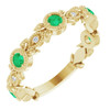 14 Karat Yellow Gold Lab Emerald and .03 Carat Diamond Ring