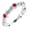 Ruby Sterling Silver Ruby and .03 Carat Diamond Leaf Ring