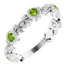 Peridot in 14 Karat White Gold Peridot and .03 Carat Diamond Leaf Ring