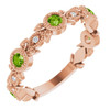 Peridot in 14 Karat Rose Gold Peridot and .03 Carat Diamond Leaf Ring