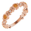 14 Karat Rose Gold Citrine and .03 Carat Diamond Leaf Ring