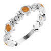 Platinum Citrine and .03 Carat Diamond Leaf Ring