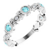 Blue Zircon in 14 Karat White Gold  Blue Zircon and .03 Carat Diamond Leaf Ring