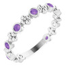 Sterling Silver Genuine AAA Amethyst Beaded Ring