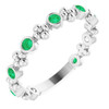 14 Karat White Gold Emerald Garnet Beaded Ring